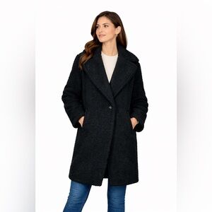 Women's Black Teddy Coat by Uniqlo- Large